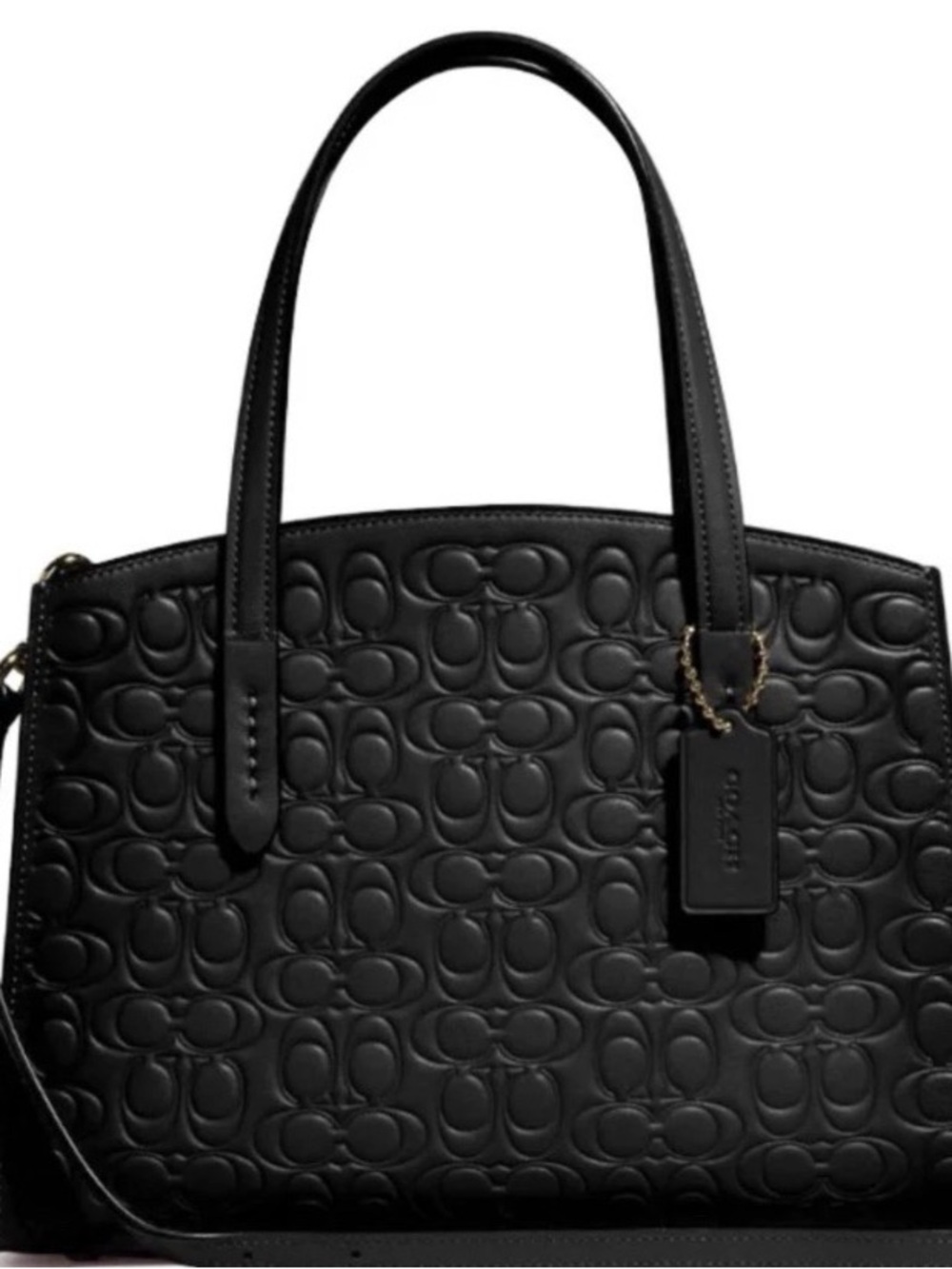 Coach Charlie Carryall 28 Signature Embossed Black Leather Handbag/Crossbody - Picture 9 of 14
